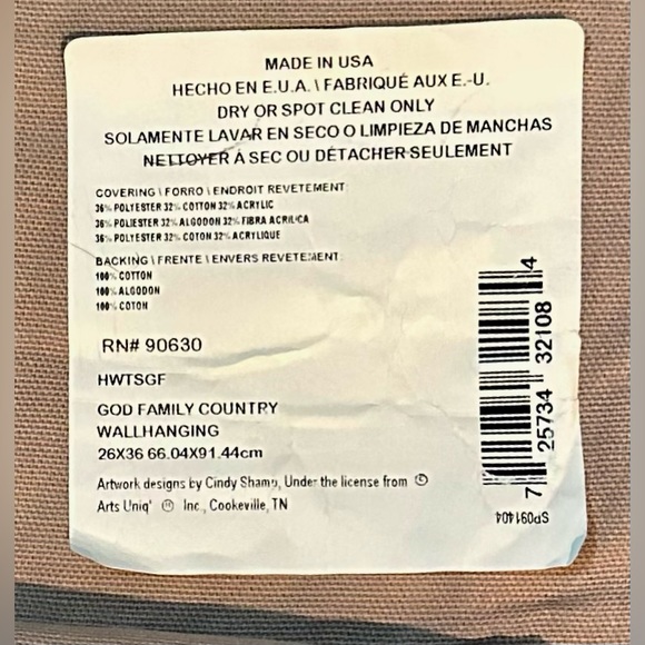 Vtg Americana Woven Hanging Tapestry w “God-Family-Country” Wrought Iron - Picture 4 of 4